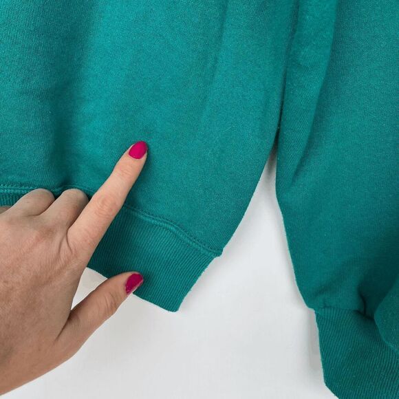 Vintage Jerzees Crewneck Sweatshirt XL Teal Made in USA Blank 80s 90s Y2K - Picture 6 of 8